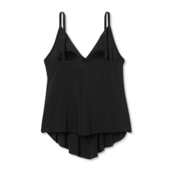 WOMEN’S Sleeveless Tiered Ruffle Tankini Swimsuit Top Black - Picture 13 of 15